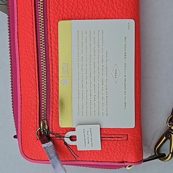 NWT NEW Fossil Emma Neon Pink Googly Eye Clutch Wallet Wristlet - Picture 11 of 12